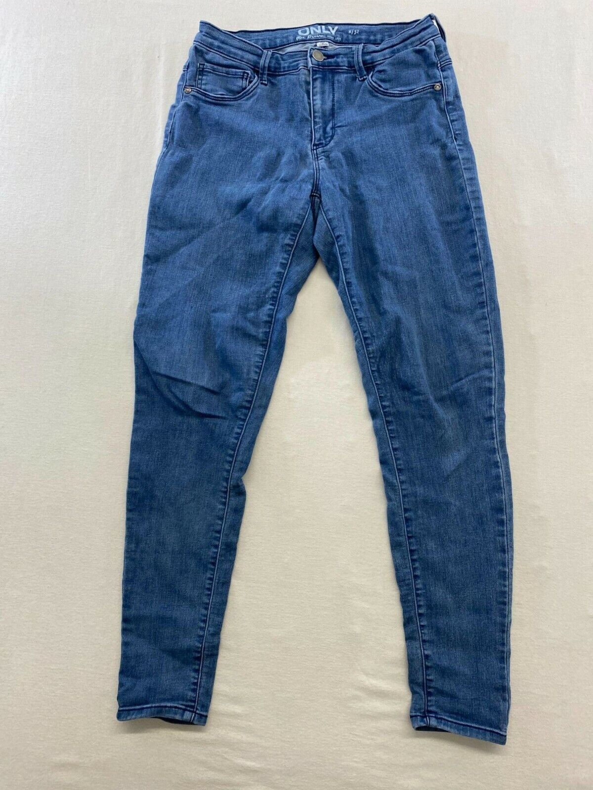 ONLY Skinny Blue Jeans Women&#39;s Size M/32 Stretch Mid Rise Denim - $7.92