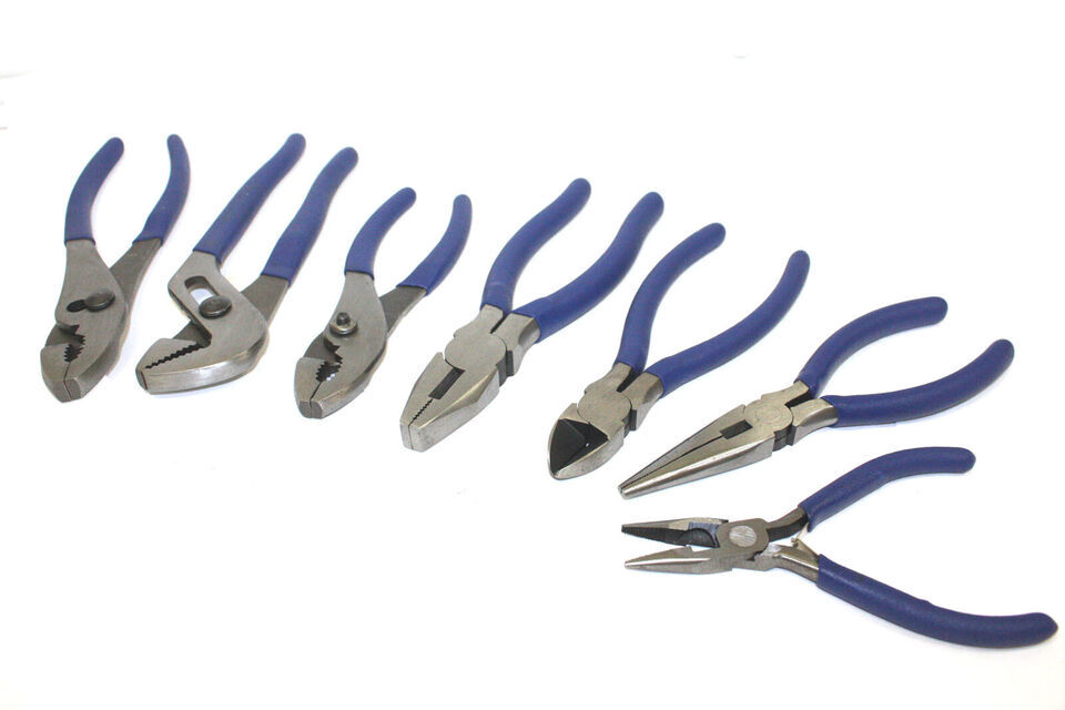 7pc DIY Handy Pliers Tool Set Groove Slip Joint Long Nose Linesman Plier... - $27.10
