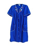 Vintage It&#39;s a Charm Sz S Polka dot House Dress Robe Muu Muu Duster Embr... - $23.88