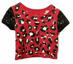 Justice T-shirt Glitter Sequin Red /Black GIRLS sz 12 - £3.99 GBP