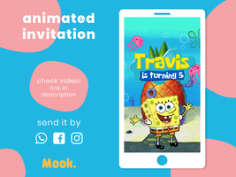 SpongeBob SquarePants Video Invitation, SpongeBob Invitation, SpongeBob Invite - £10.16 GBP