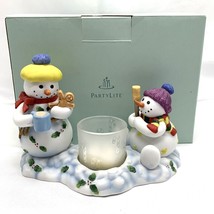 Partylite Snowbell Kids Votive Candle Holder Snowman Porcelain P7869 Christmas - £19.30 GBP