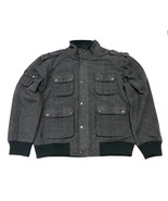 RB Herringbone Heavy Tweed Bomber Jacket Style# 24103G Color: Charcoal - $120.00