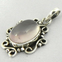 925 Sterling Silver Rose Quartz Handmade Necklace 18&quot; Chain Festive Gift PS-1707 - £25.70 GBP