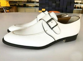 New men&#39;s Handmade white Monk Shoes, Dress Formal Leather Men&#39;s Shoes - £127.09 GBP