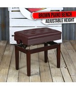 Adjustable Piano Brown PU Leather Bench by GRIFFIN | Vintage Stylish Des... - $133.88 CAD+