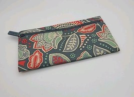 Vera Bradley Nomadic Floral Grey Canvas Makeup Cosmetic Pencil Bag Zippe... - $9.49