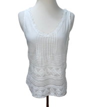 Calypso St. Barth Embroidered Applique White Cotton Sleeveless Top Size S - £21.00 GBP