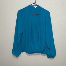 Entro Cross Front Blouse Womens TEAL SZ L NEW - $79.00