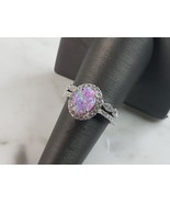 Womens  Sterling Silver Pink Opal Stone Ring Set 4.8g E6421 - €29,95 EUR