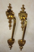 Vintage Hollywood Regency Brass Door Pulls Knobs  15 1/2&quot; # A6583 - £34.80 GBP