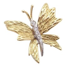 Authentic! Tiffany &amp; Co 18k Yellow Gold Platinum Butterfly Diamond Pin B... - $1,200.00