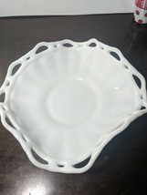 Vintage Fostoria Milk glass Open Lace Edge Console Bowl - £26.16 GBP