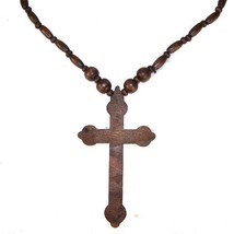 Large 5 In Dark Brown Wooden Cross Necklace Car Mirror Decoration Wood Jewelry - £5.22 GBP
