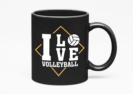 Make Your Mark Design I Love Volleyball. Cute Sports, Black 11oz Ceramic Mug - £17.54 GBP+