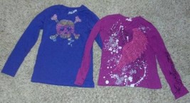 Girls Shirts 2 Pc Suger Tart Place Purple Embroidered Skull Long Sleeve ... - £6.25 GBP