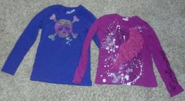 Girls Shirts 2 Pc Suger Tart Place Purple Embroidered Skull Long Sleeve Tops- 14 - £6.23 GBP