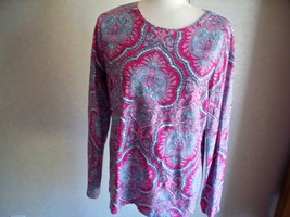 TALBOTS LADY&#39;S BLOUSE LARGE MULTICOLORS LONG SLEEVE PULLOVER - $19.80