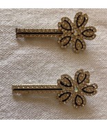 ⭕2 vintage, hair clips, hair clips, 7 cm long, silver with diamonds - $226.15 MXN