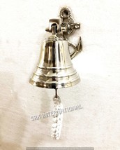 Silver Nickel 5 Solid Brass Anchor Ship Bell Ring Home Kitchen Outdoor I... - £48.75 GBP
