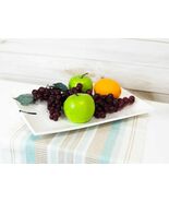 15&quot;L Large White Double Wall Ceramic Rectangular Serving Plate Dish Platter - $508.62 MXN