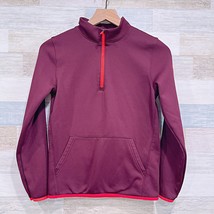 Under Armour Performance Fleece Pullover Jacket Burgundy 1/4 Zip Boys Large - $29.69