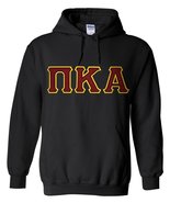 Pi Kappa Alpha Hoodie - Black - Twill Garnet Letters with Gold Outline - £39.18 GBP