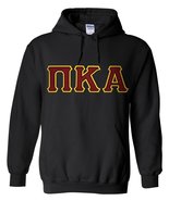 Pi Kappa Alpha Hoodie - Black - Twill Garnet Letters with Gold Outline - £39.72 GBP