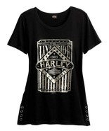 Harley-Davidson Womens Free Spirit Foil Print Black Short Sleeve T-Shirt... - £18.16 GBP
