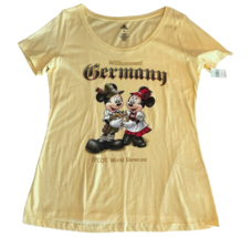 Disney Womens T-Shirt Germany Mickey &amp; Minnie New Yellow EPCOT 2XL 40&quot; Chest - £18.50 GBP