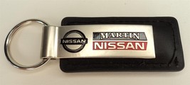 Martin Nissan Enamel Leather Dealer Keychain Key Ring  - $12.59