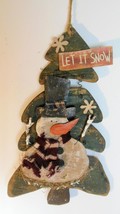 &quot;Let It Snow&quot; Wood Wall Plack with Snowman Hand Made Primitive 11&quot; Plus Hanger - £11.66 GBP