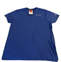 Champion Men&#39;s Powerblend Slim-Fit Embroidered Logo T-Shirt Blue Jay/Valiant-2XL - £12.89 GBP