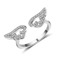  925 Sterling Silver Jewelry Angel Wings Micro-inlaid Crystal Opening Eing - £8.85 GBP