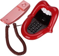 Large Tongue Landline, Wx-3203 No Caller Id Red Large Tongue Shape Desktop - £24.29 GBP