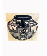 Vintage 1999 Stampin Up Southwest Pottery Rubber Stamp With Wooden Block - $24.00