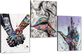 Love Graffiti Art Hand Posters And Prints On Canvas Painting Fashion Street Wall - £34.36 GBP