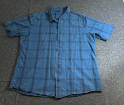 Travis Matthew Button Up Shirt Men&#39;s Size XL Blue Windowpane Patterned Golf - $22.71