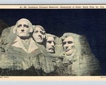 Mount Rushmore Monument Noir Hills Sud Dakota SD Unp Lin Carte Postale - $4.04