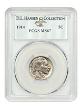 1914 5C PCGS MS67 ex: D.L. Hansen - $5,408.24