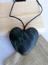New zealand Jade Greenstone Pounamu Matt Heart shape large pendant 53 x 54mm - £66.86 GBP