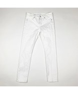 Loft Womens Skinny Jeans Solid White Size 24 Low Rise Light Wash Button Zip - $206.21 MXN