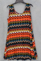 Jostar Slinky Tank Dress 3XL Multicolor Geometrics Sleeveless Poly Spandex Knit - £31.46 GBP