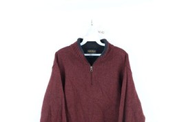 Vtg Woolrich Mens Medium Distressed Wool Knit Half Zip Pullover Sweater Burgundy - £23.69 GBP