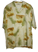 Tommy Bahama Men&#39;s 100% Silk Hawaiian Shirt Ivory Green Palm Print Size ... - $27.00