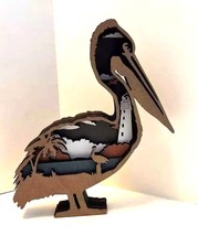 Pelican Bird 3D Wooden Multilayer Shadowbox Figure Handcrafted Ocean Coastal - £21.37 GBP