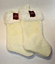 Lot of 2 White Holiday Time Felt Christmas Stockings 10&quot; x 9&quot; x 3&quot; - £7.13 GBP