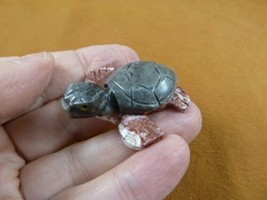 (Y-TUR-SET-6) little gray red SEA TURTLE carving stone gemstone SOAPSTON... - £6.86 GBP