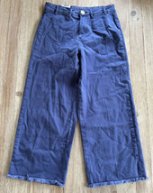 Time and Tru Womens High Rise Wide Leg Crop Pants Raw Hem BLUE Size 6 W2... - $23.20