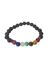 Lava Yoga Reiki Infuse Beaded Stretch Bracelet 7 Chakra Healing Gemstone... - $14.89